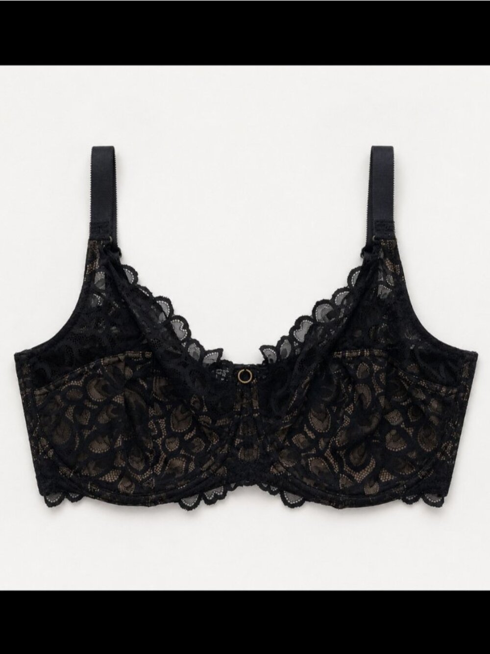 Panache Allure Full Cup Bra Woman 36H Black Latte Underwire Lace Romantic 10765